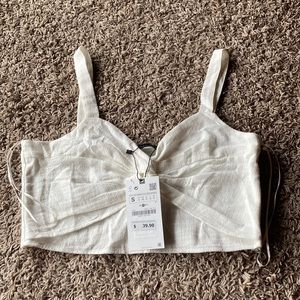 Zara sleeveless white crop top